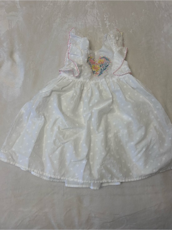Joie Other - Joie White Eyelet Dress with embroidery Pink Trim and Floral Accent